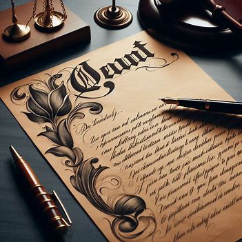 Court document and pen
